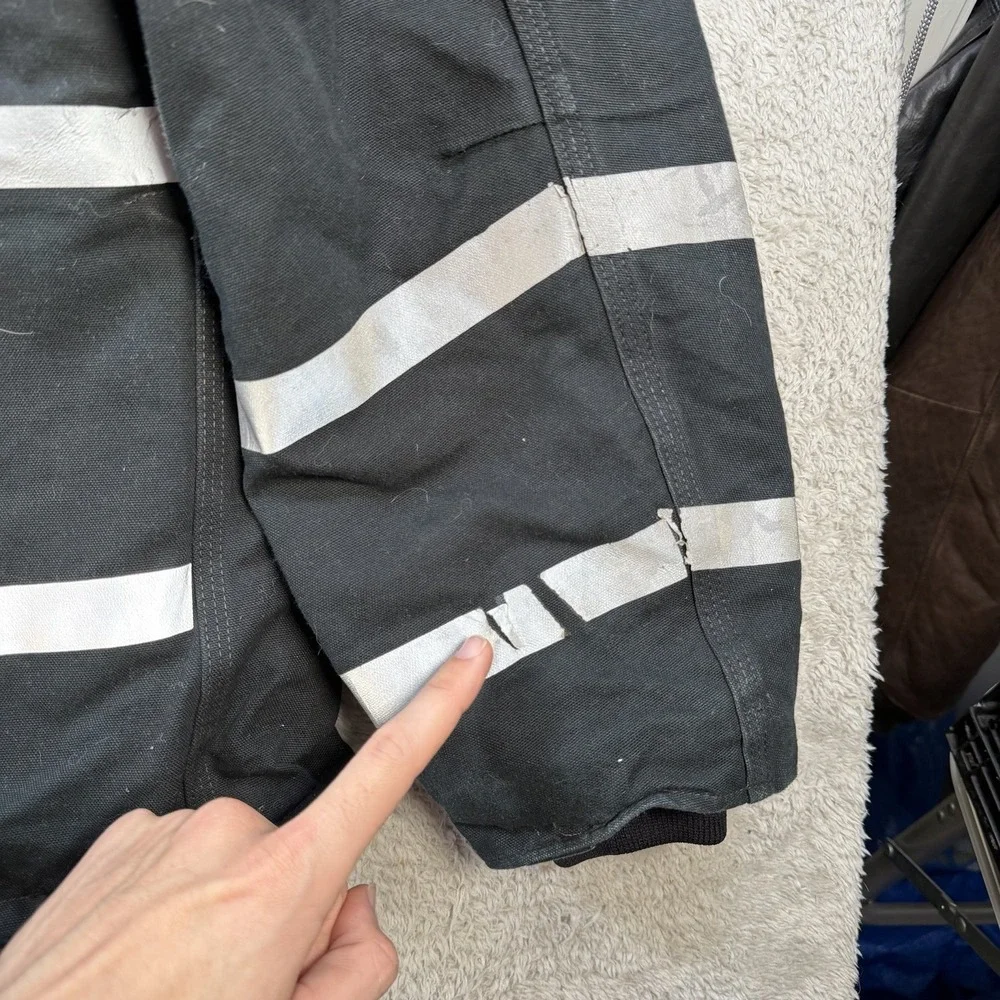 Vintage Carhartt Jacket Men 52 2XL Black Duck Canvas Quilt Lined Reflective Work